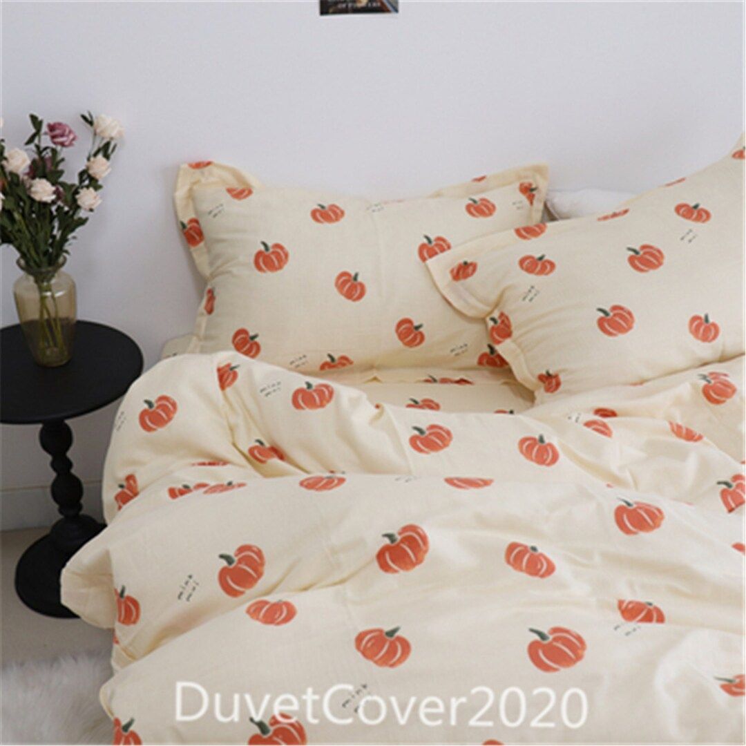 Double Yarn Pumpkin Print Duvet Cover Queen/twin/full/king - Etsy | Etsy (US)
