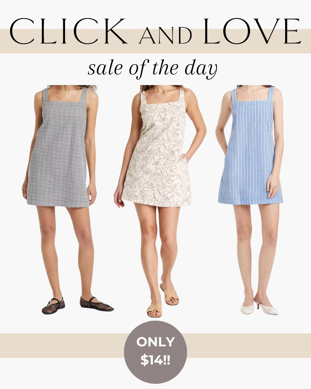 Sale of the day! This $14 shift dress from Target is so cute for spring! Available in six different colors/patterns. A no brainer to add to your closet!

Womens fashion, striped dress, floral dress, gingham dress, fashion, fashion finds, outfit, outfit inspiration, clothing, budget friendly fashion, summer fashion, wardrobe, fashion accessories, ootd, budget friendly clothing, affordable clothes, fall fashion, closet staples, adorable fashion finds, affordable fashion,  denim dress, off white dress, cream dress, spring fashion, summer dresses, under 50

#LTKStyleTip #LTKFindsUnder50 #LTKSaleAlert