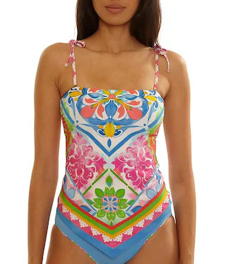 Becca By Rebecca Virtue Mijas Casey Hankerchief Straight Neck Tankini Swim Top | Dillard's | Dillard's