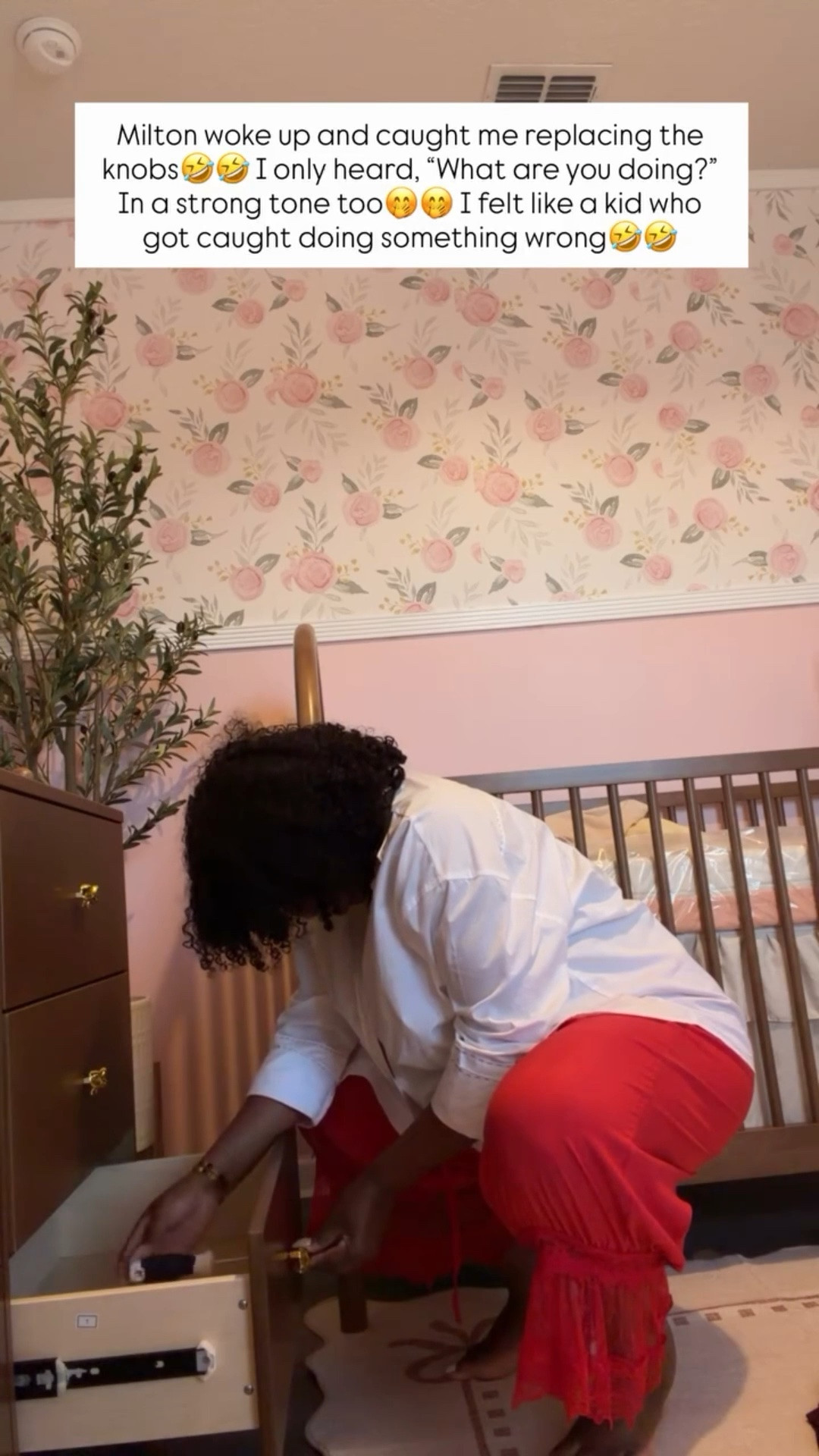 Milton woke up and caught me replacing the knobs🤣🤣 I only heard, “What are you doing?” In a strong tone too🤭🤭 I felt like a kid who got caught doing something wrong🤣🤣 Loved how the dresser looks now with the gold bow knobs.

#LTKBaby #LTKBump #LTKKids
