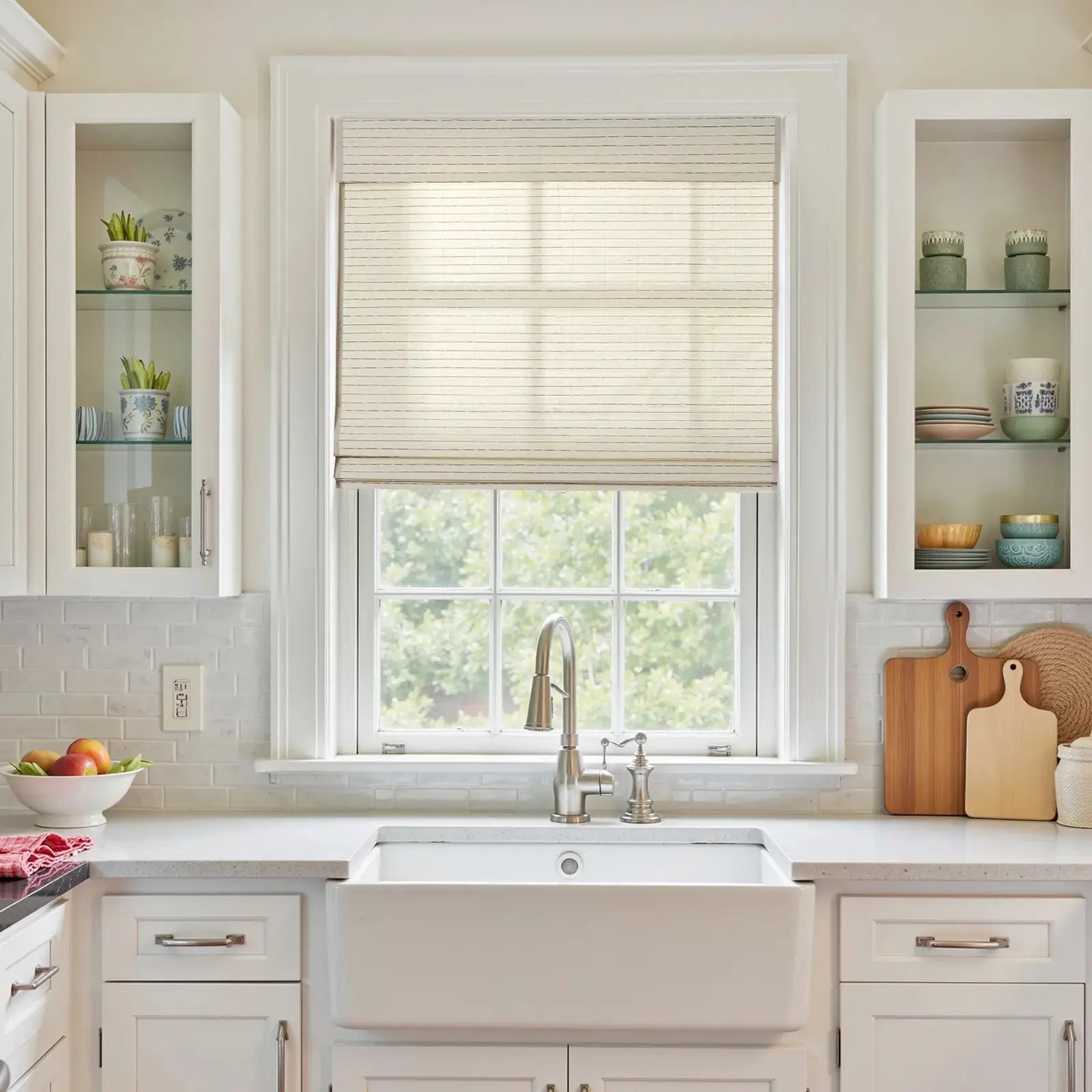 Lay Natural Ramie Bamboo Woven Shade - Beige White | TWOPAGES