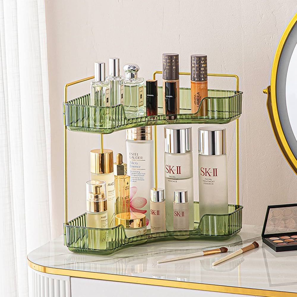 shuang qing 2-Tier Corner Bathroom Counter Organizer, Countertop Perfume Tray and Vanity Organize... | Amazon (US)