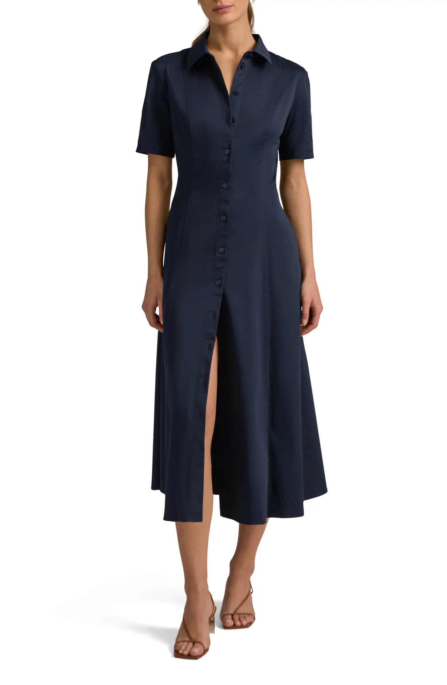 Demure Stretch Cotton Shirtdress | Nordstrom