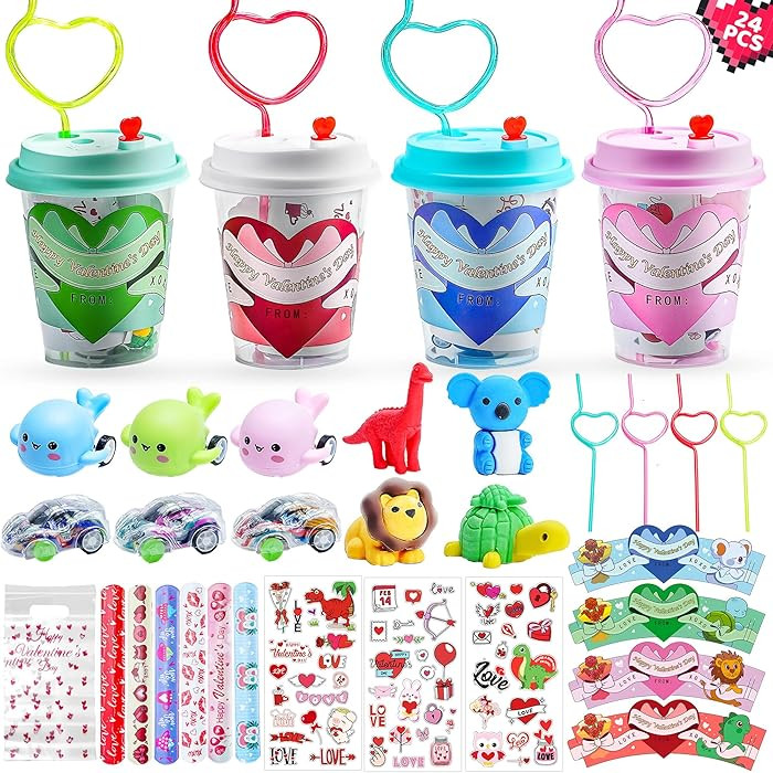 AYGXU 24pcs Valentine's Day Gifts for Kids - Cards for School Classroom, Toys, Exchange Party Fav... | Amazon (US)