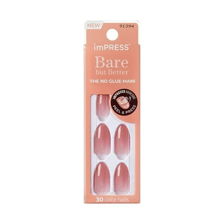 KISS imPRESS Bare but Better Press on Nails Serenity Pink Medium Almond 30 Count | Walmart (US)