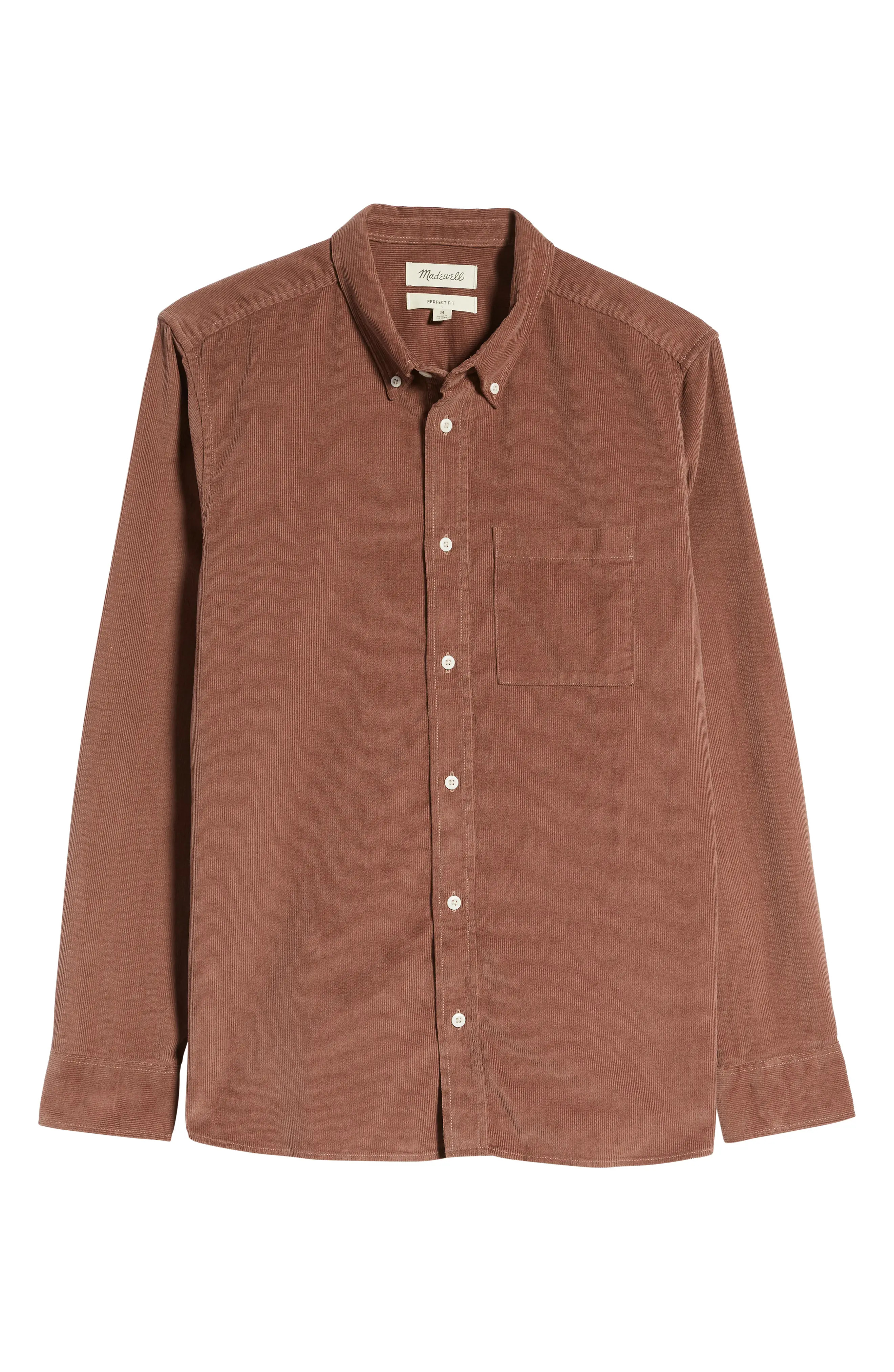 Madewell Corduroy Perfect Button-Down Shirt, Size Medium in Capers at Nordstrom | Nordstrom