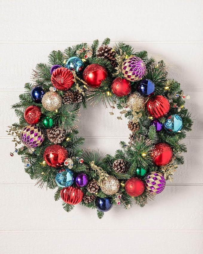 Balsam Hill 30 Inch Premium Prelit Outdoor Kaleidoscope Artiticial Christmas Holiday Wreath with ... | Amazon (US)