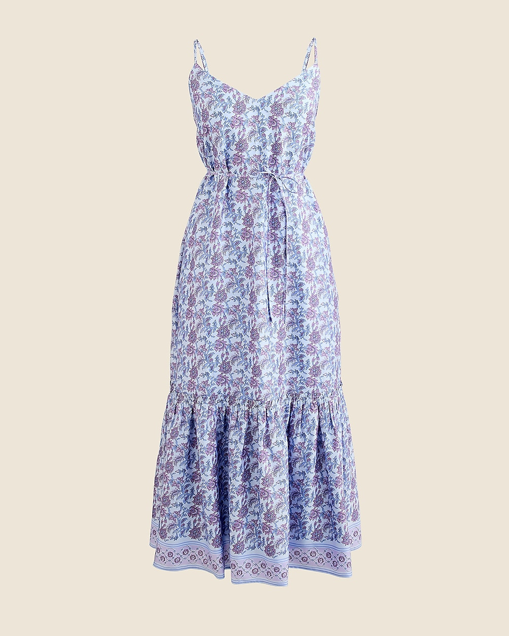 Tiered tie-waist dress in block print | J. Crew US