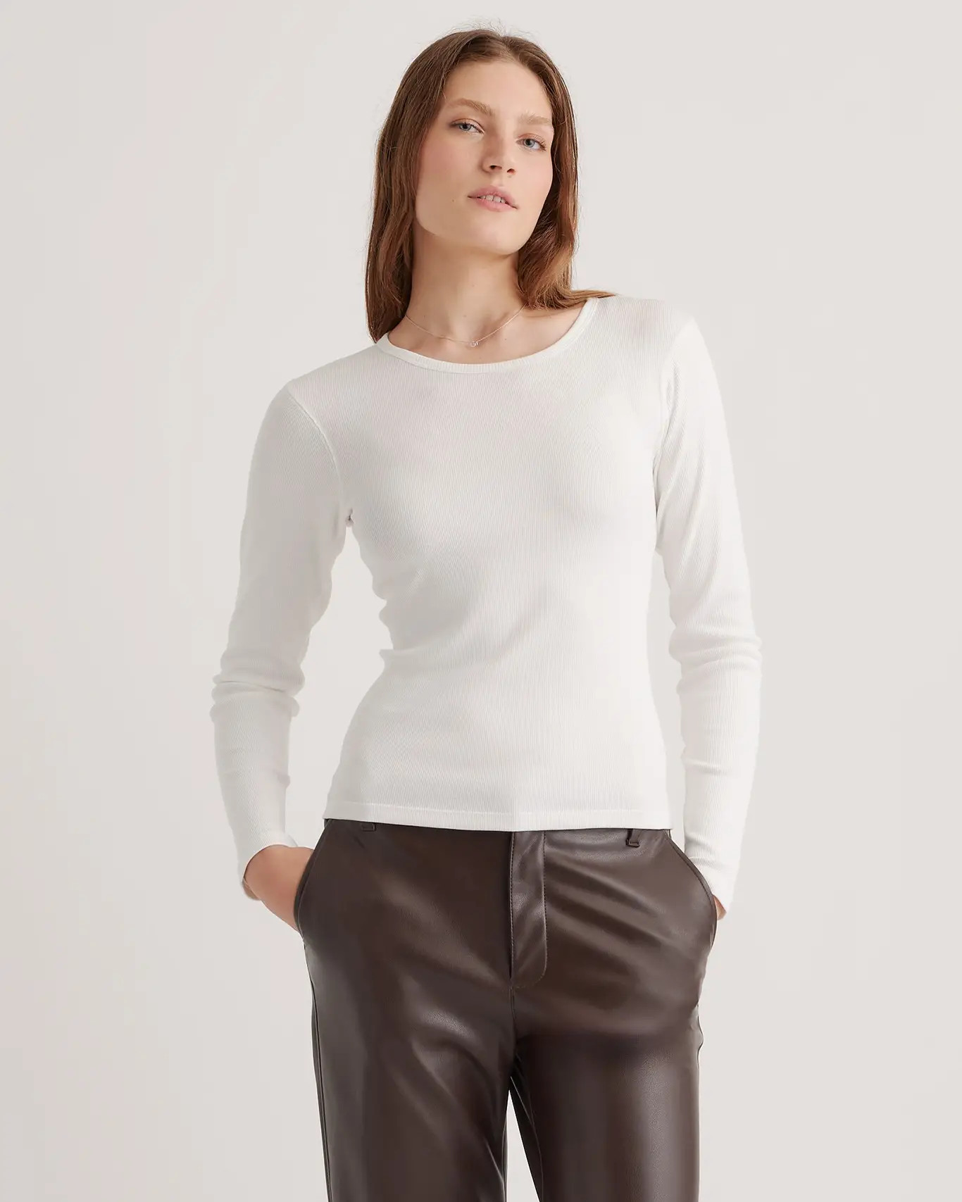 Organic Cotton Micro-Rib Long Sleeve Tee | Quince