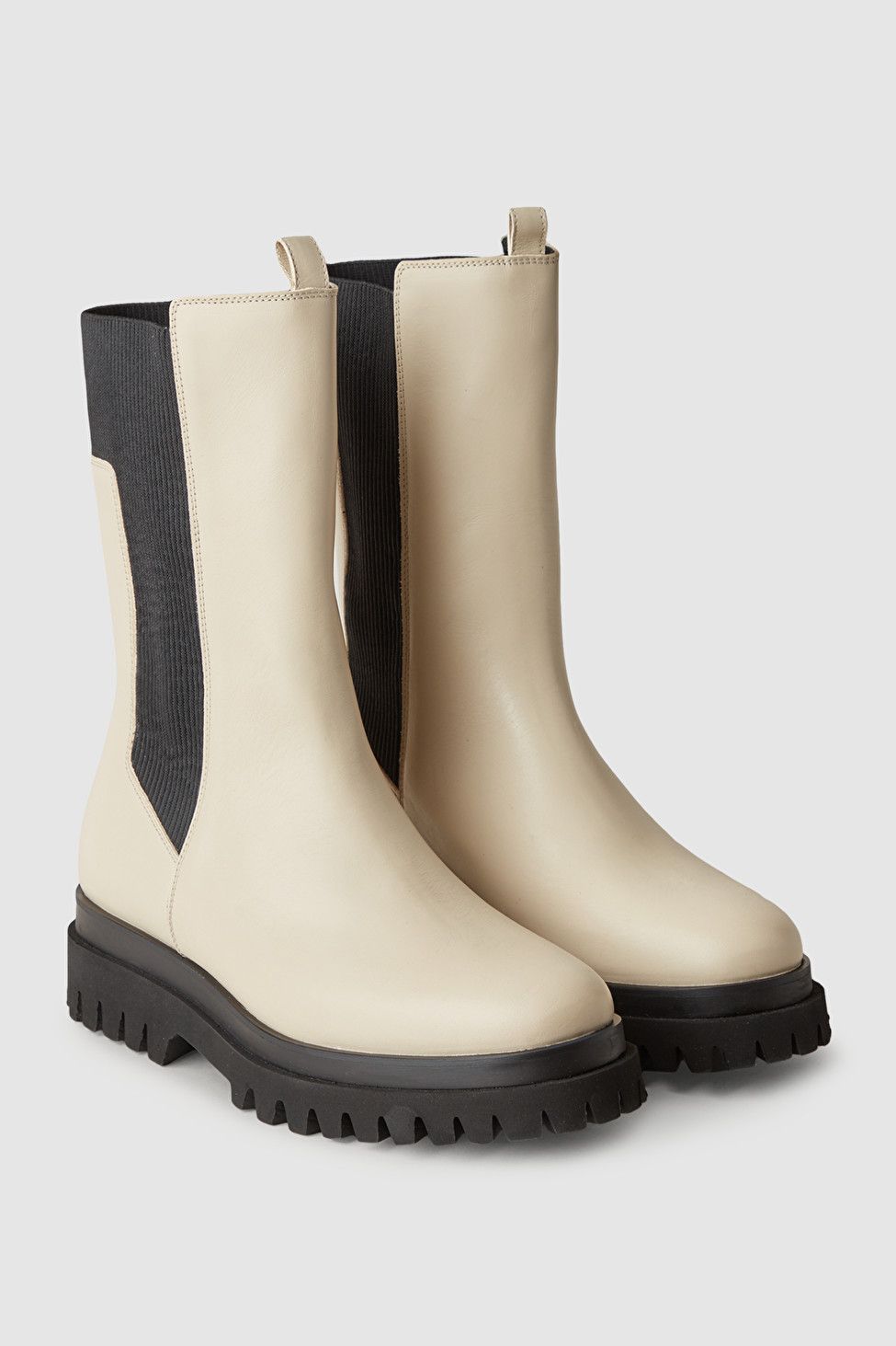 CHUNKY LEATHER CHELSEA BOOTS - Cream - COS | COS (US)