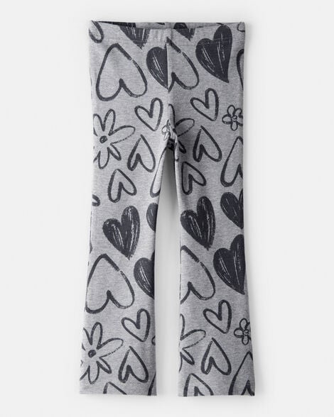Carter's Toddler Girls Girl Heart Pull-On Flare Stretch Rib Leggings - Grey 4T Grey | Carter's Inc