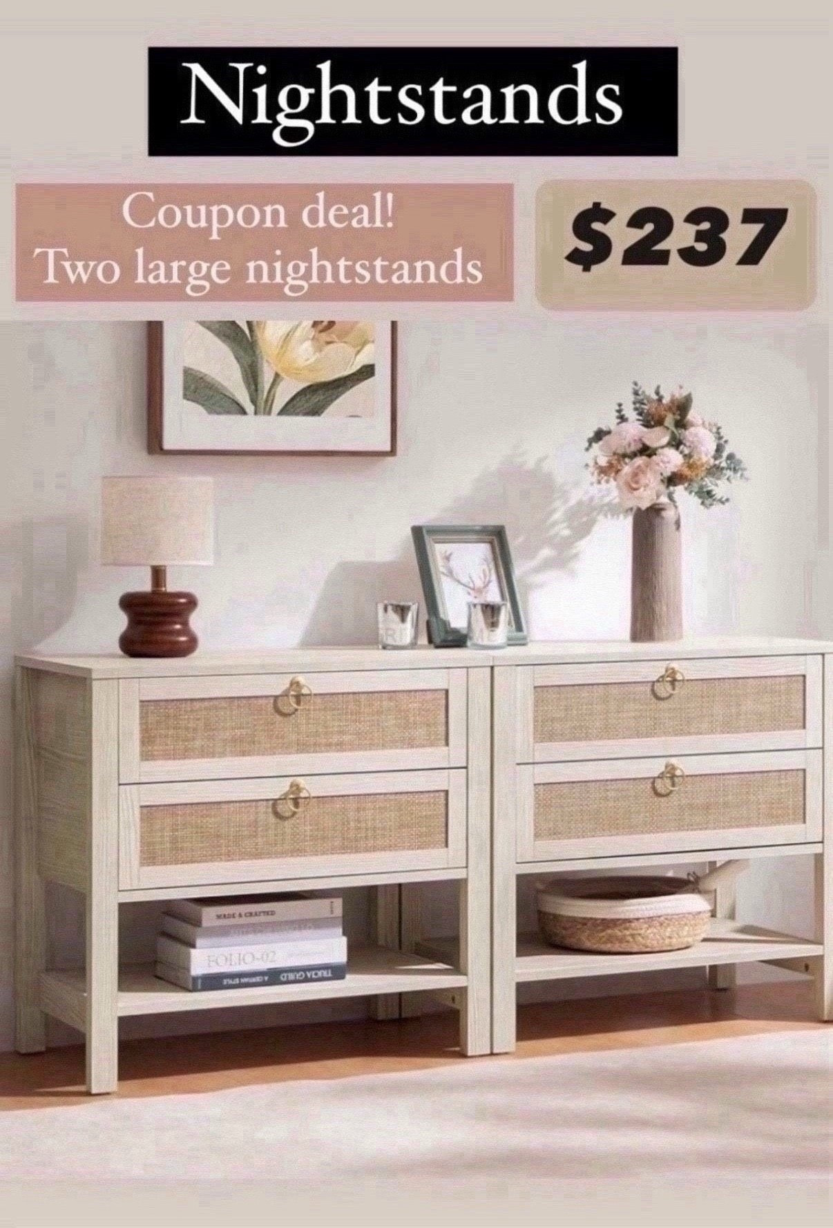2 large nightstands.  These are very popular if your are looking for aesthetic nightstands 


#nightstand #amazonholiday #fallfavorites2024

 #LTKWatchNow #LTKHome

#LTKSaleAlert