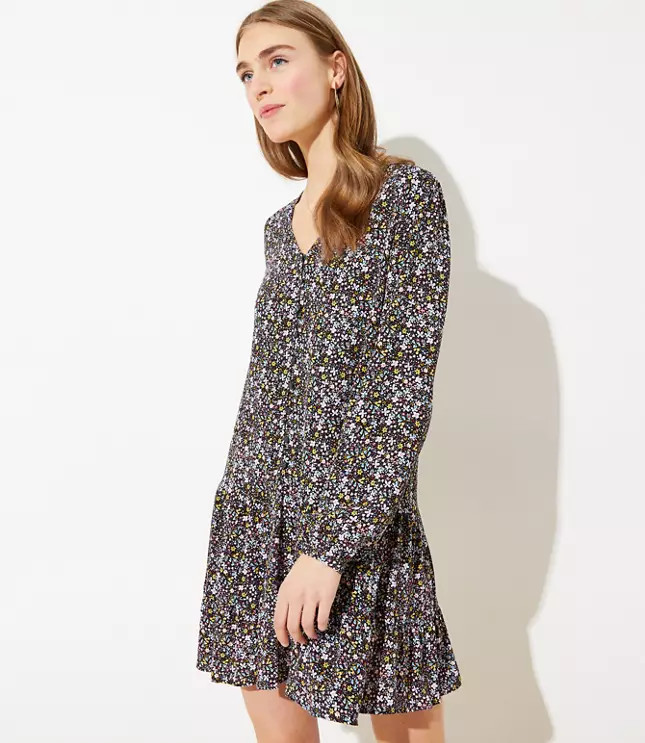 Floral Button Flippy Dress | LOFT | LOFT