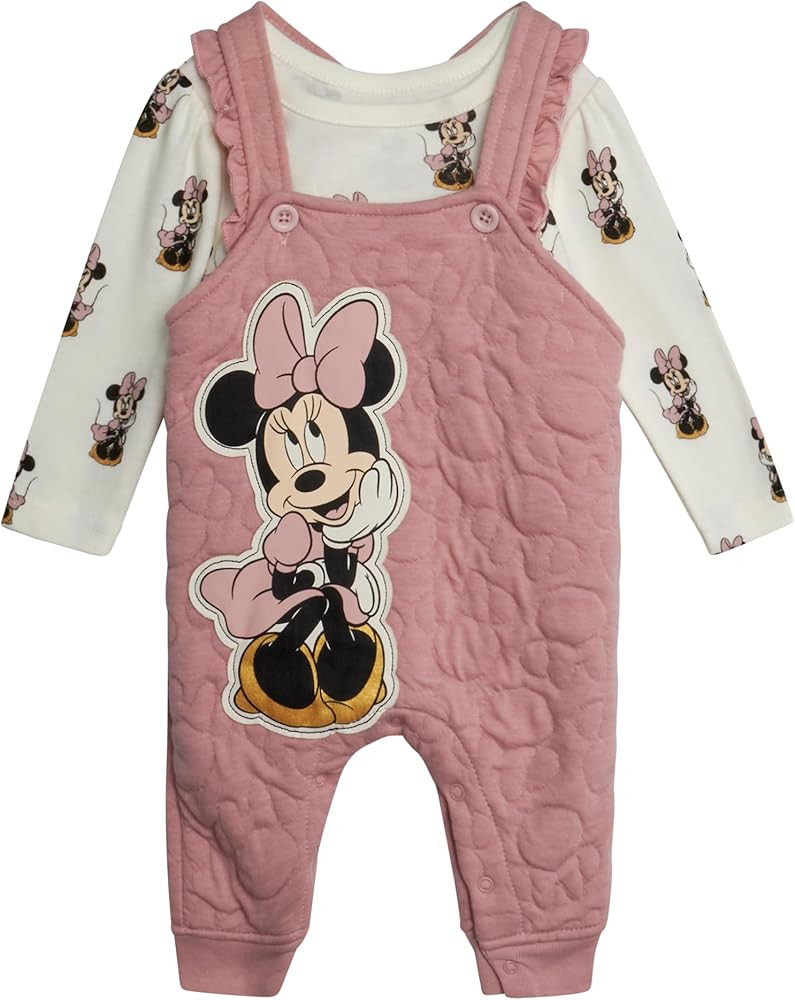 Disney Baby Girls' Minnie Mouse 2 Piece Overall Set - Fleece Romper Long Sleeve T-Shirt Set (Newb... | Amazon (US)