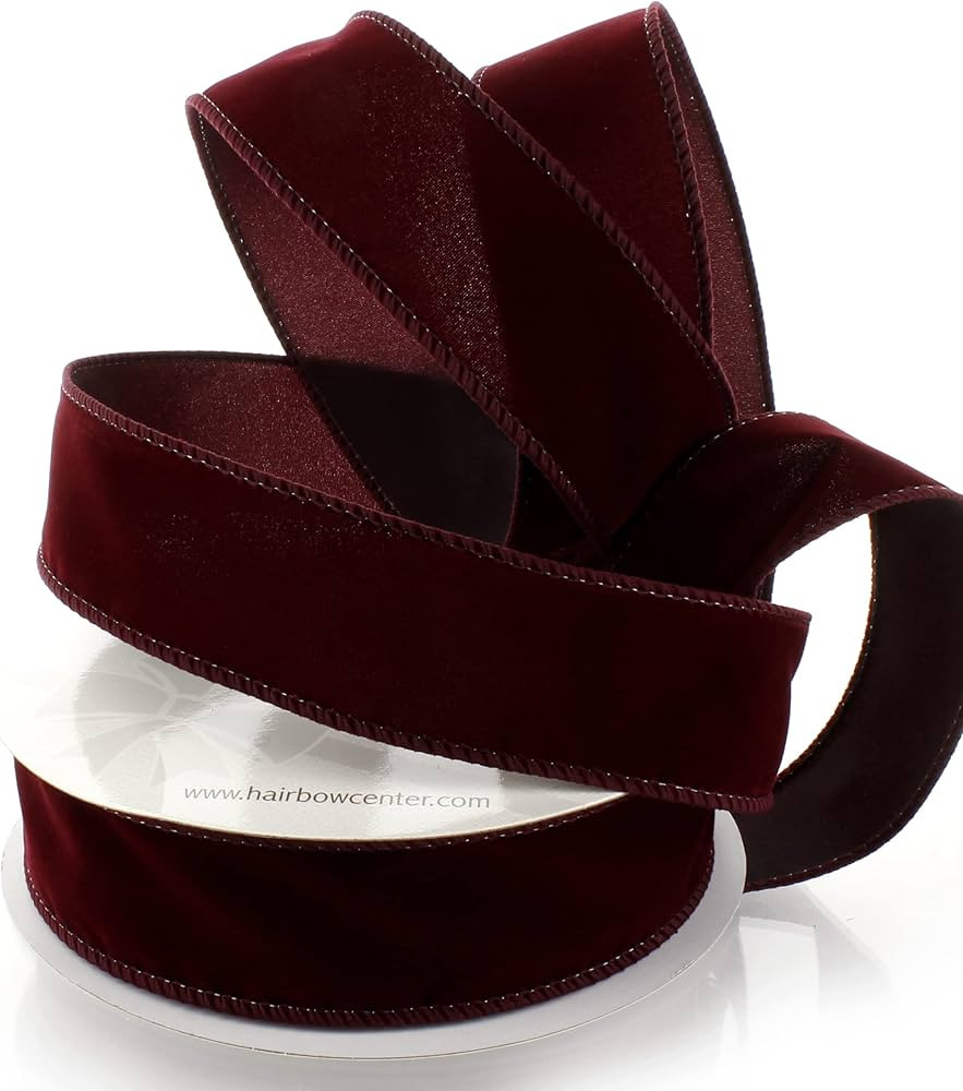 1.5" Wired Suede Velvet Ribbon Burgundy - 25 Yards | Amazon (US)