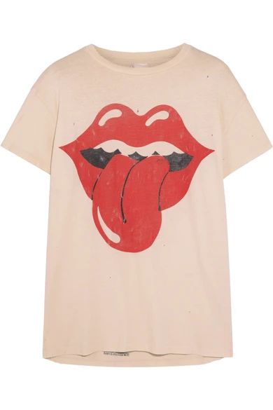MadeWorn - The Rolling Stones Distressed Printed Cotton-jersey T-shirt - Ecru | NET-A-PORTER (UK & EU)
