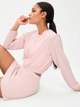 Zip-Front Cropped Tennis Jacket | Old Navy (US)