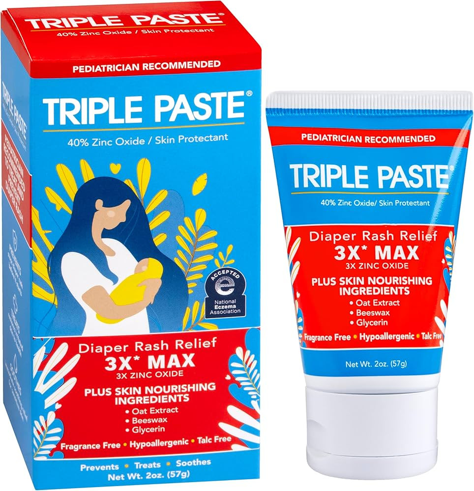 Triple Paste 3X Max Diaper Rash Ointment for Baby, Maximum Strength with 40% Zinc Oxide Ointment ... | Amazon (US)