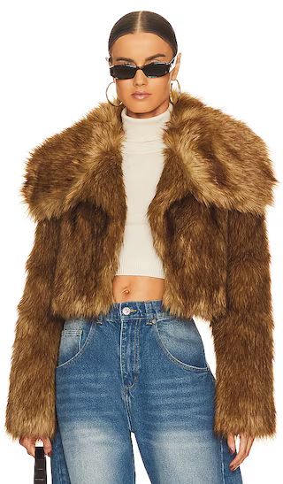 Ella Cropped Jacket in Brown | Revolve Clothing (Global)