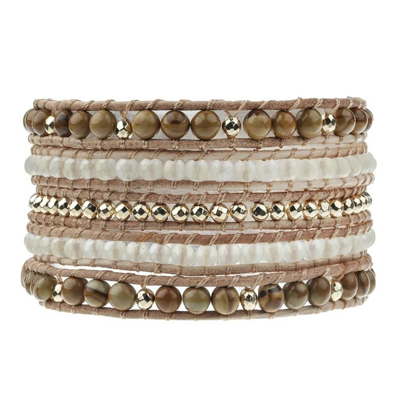 Picture Stone Beads with Gold Accent on Natural | Victoria Emerson