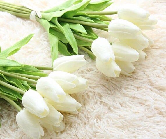10 stems Real Touch Faux Tulip Artificial Tulip Fake White Tulip Flower Arrangement Home Decor Cente | Etsy (CAD)