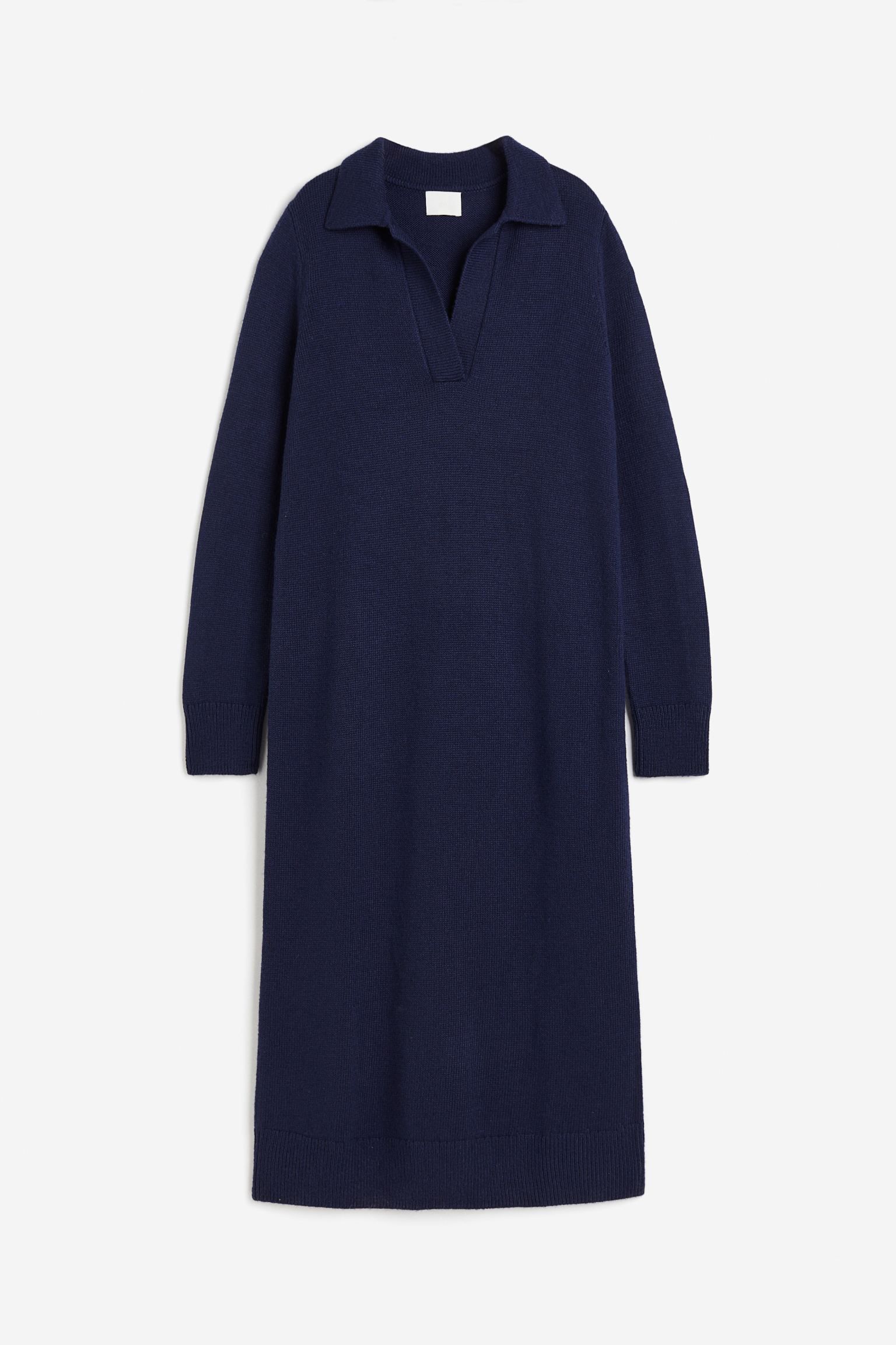 Collared knitted dress - Navy blue - Ladies | H&M GB | H&M (UK, MY, IN, SG, PH, TW, HK)