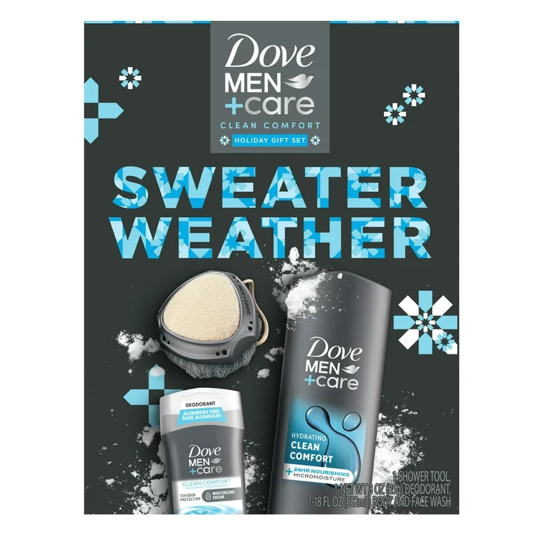 Dove Men+Care Clean Comfort Men's Holiday Gift Set Body + Fash Wash Deodorant Stick & Shower Tool... | Walmart (US)