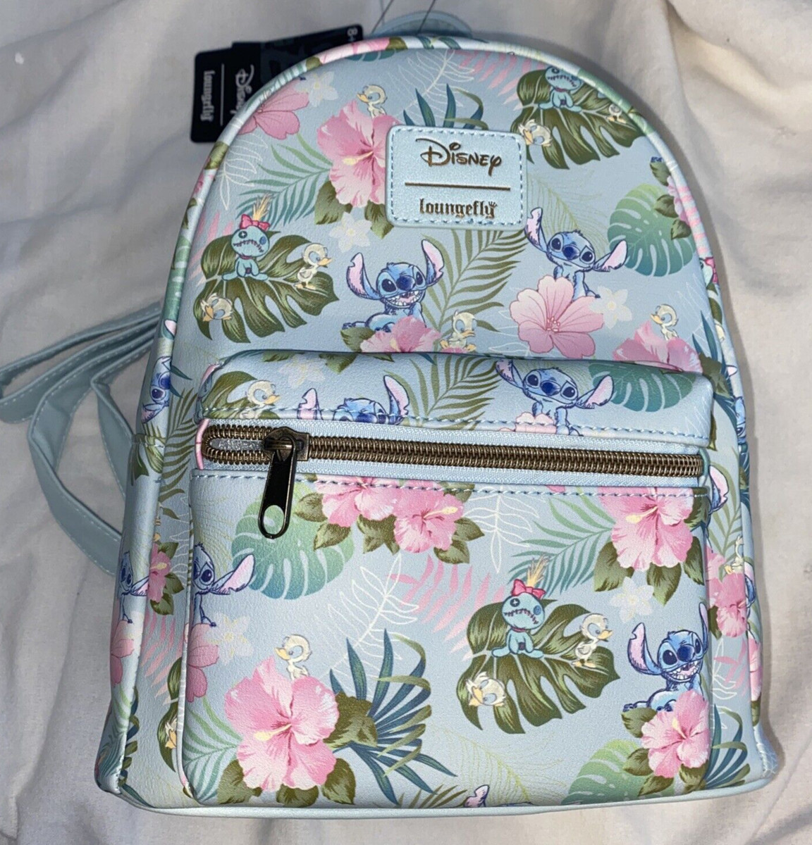 Disney Lilo and Stitch Tropical Palm Trees Hibiscus Blue Mini Backpack Bag Purse  | eBay | eBay US