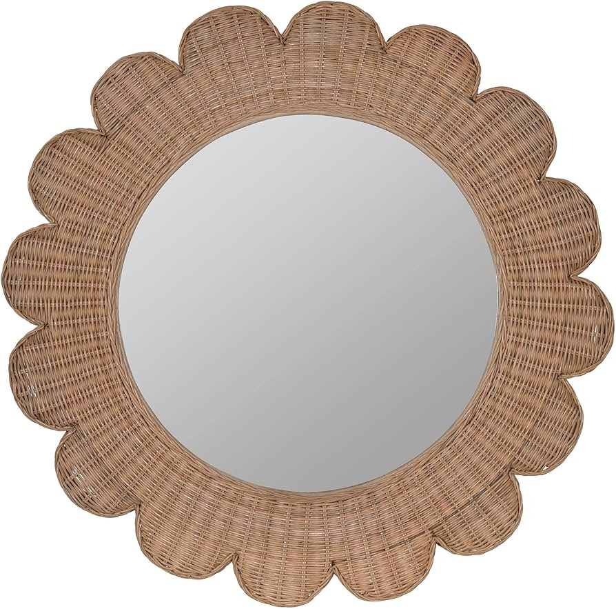 Cooper Classics Zachery Natural Rattan 34" Flower Wall Mirror | Amazon (US)