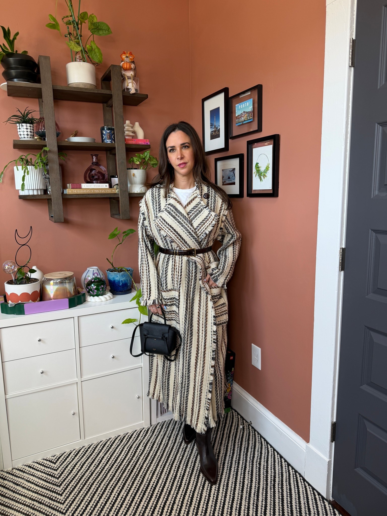 an oversized jacket that is perfectly cinched with a leather belt from madewell and paired with brown knee high leather boots from larroude.

brown outfit. statement coat. brown boots. printed jacket. isabel marant. 

 #LTKootd #LTKSaleAlert
