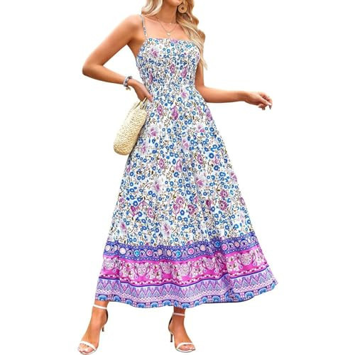 2025,Rainbow Maxi Dress Women Maxi Dress Summer Boho Graffiti Sleeveless Spaghetti Strap Flowy Dress Summer A Line Beach Sun Dress | Amazon (US)