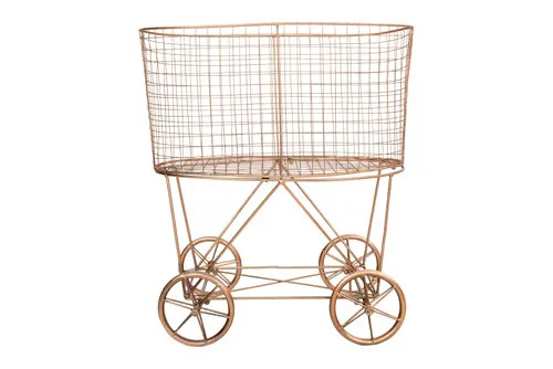 Storied Home Metal Rolling Laundry Cart with Rack, Copper in Gold at Nordstrom | Nordstrom