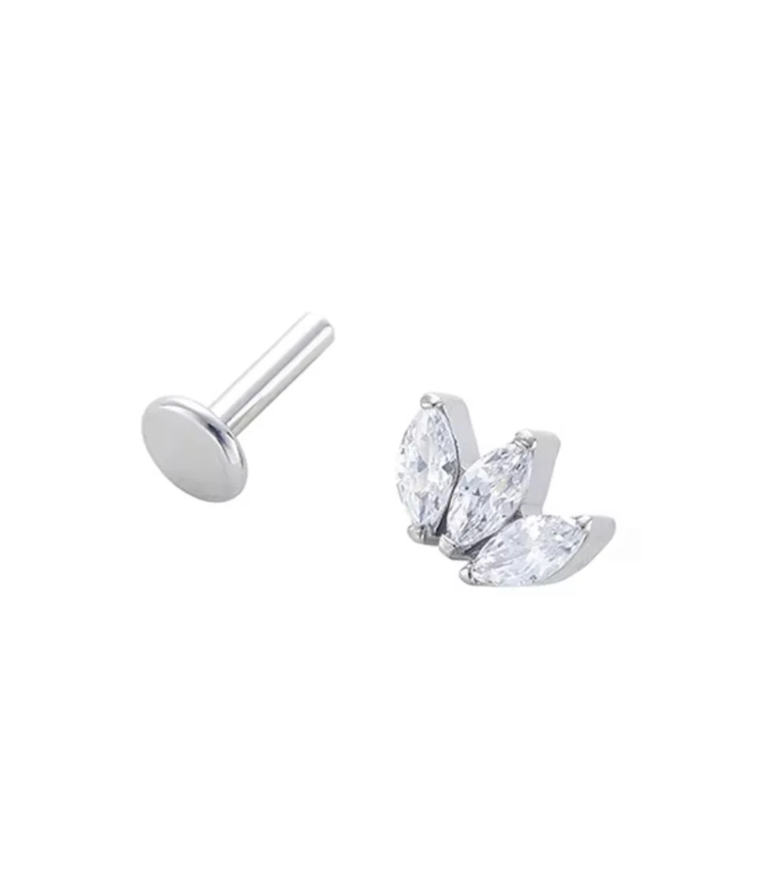 Dainty Triple Marquise Flat Back Stud | Pierced by Ash Design