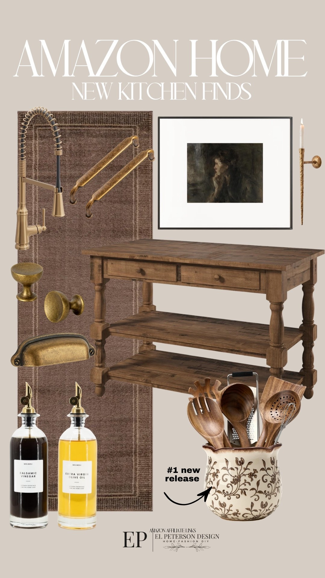 Amazon
Rug runner
Artwork
Kitchen island
Oil and vinegar dispenser 
Cabinet pulls
Cabinet knobs
Utensil holder
Candle wall sconce
Kitchen faucet

#LTKHome