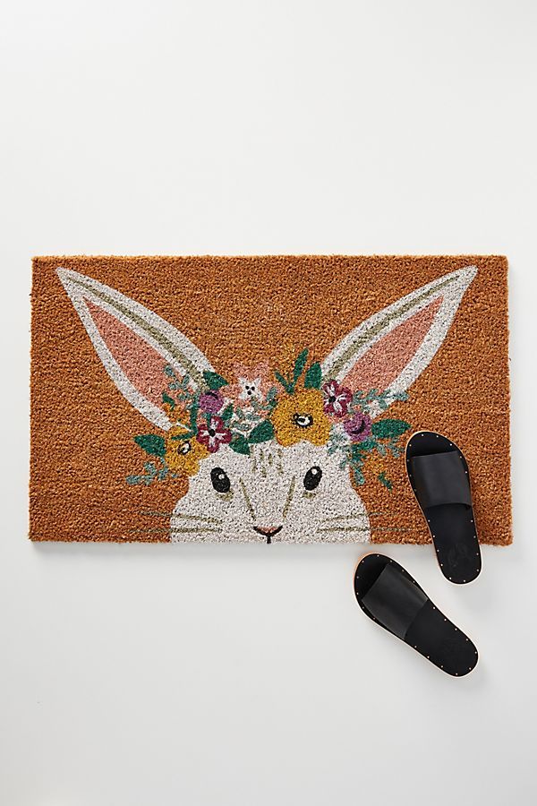 Floral Bunny Doormat | Anthropologie (US)