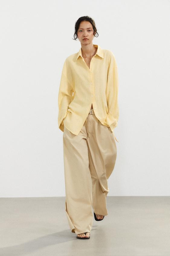 OVERSIZE LINEN BLEND SHIRT | Zara US