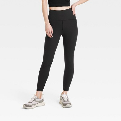 Women's High Waisted Everyday Active 7/8 Leggings - A New Day™ Black L: Power Stretch, Jersey Doubleknit | Target