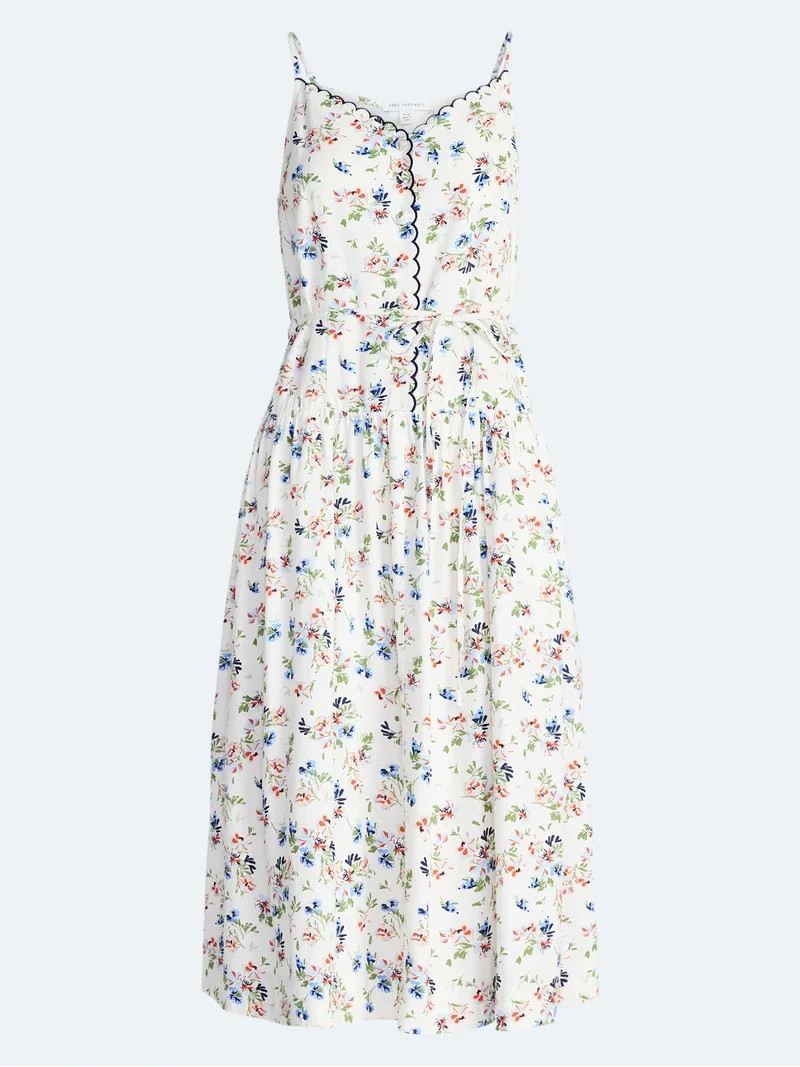 Free Assembly Women's Linen Blend Sleeveless Belted Midi Dress, Sizes XS-XXL | Walmart (US)