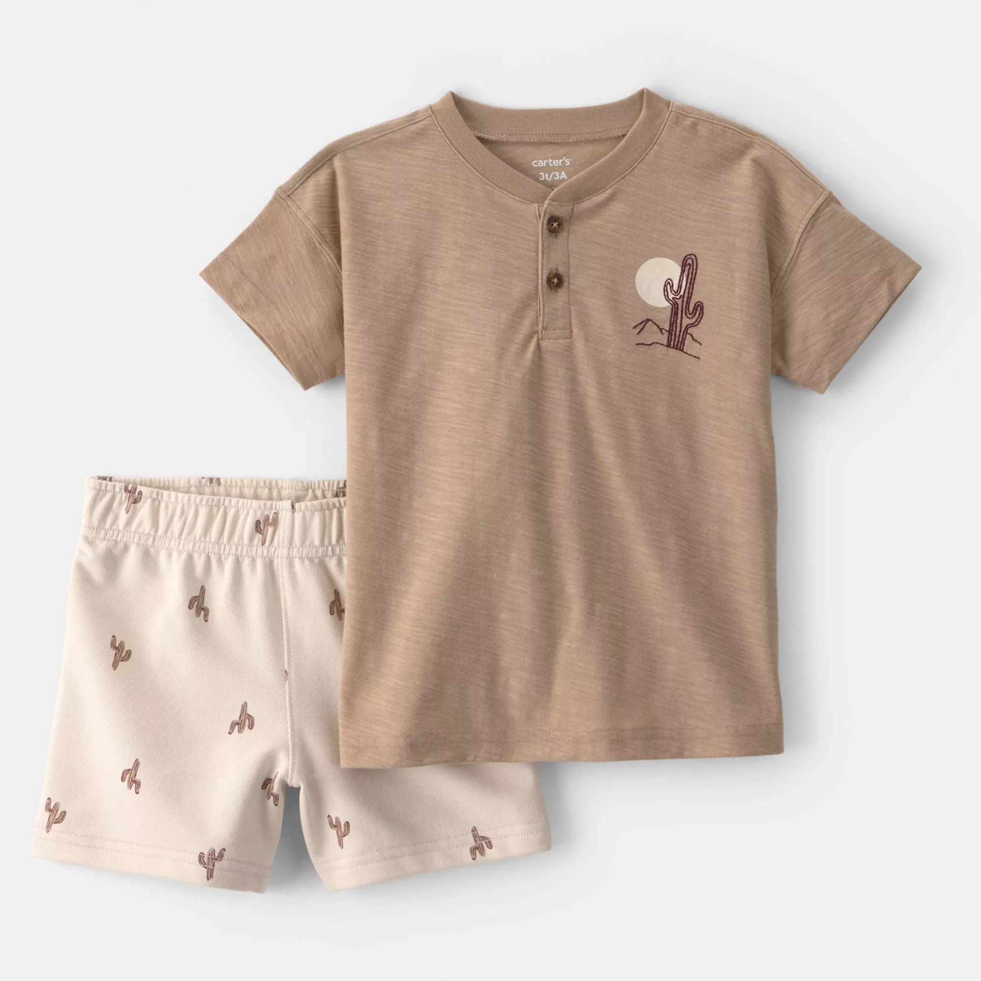 Toddler Boy Carter's 2-Piece Desert Cactus Henley Top & Shorts Set | Kohl's