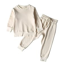 Simple Toddler Baby Jogger Sets Girl Boy Kids neutral Clothes Casual Long Sleeve Sweatshirts Tops... | Amazon (US)