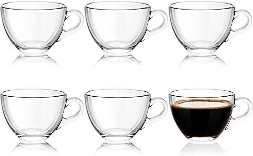 CREATIVELAND Clear Glass Mugs,Small Size Coffee Cups Mug Set for Coffee and Tea,Set of 6 (Small-7oz) | Amazon (US)