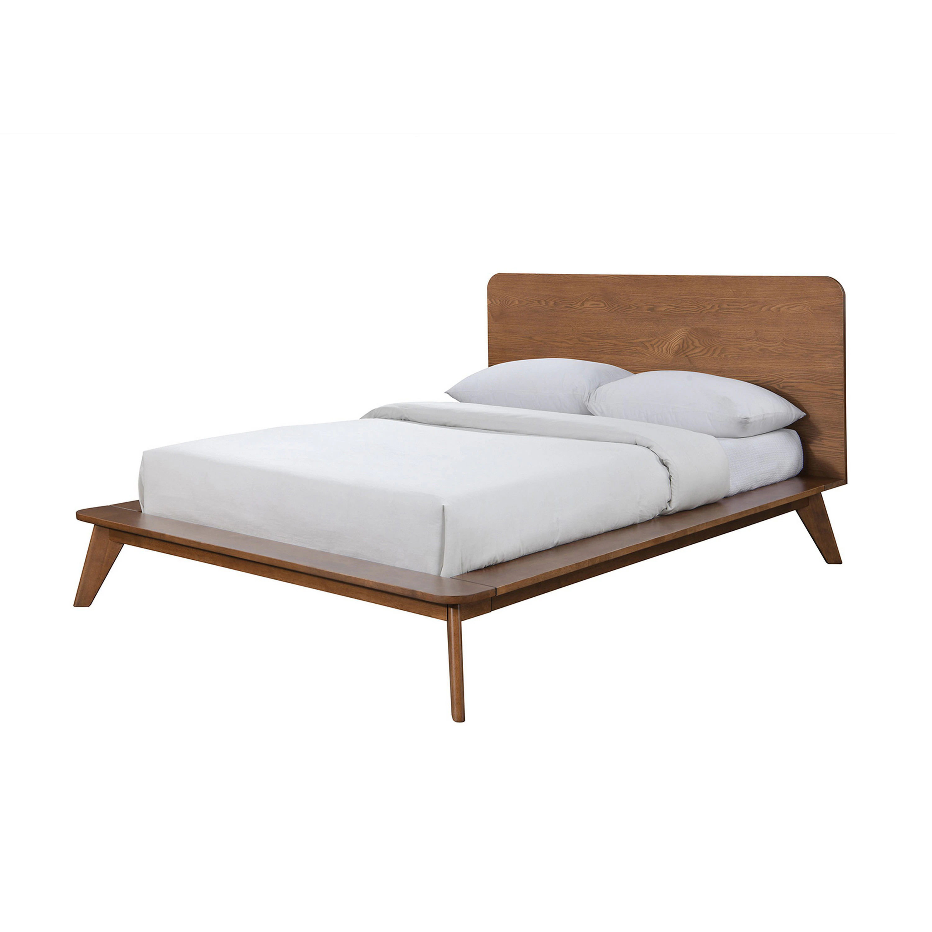 Benzara Stacy Brown Wood Frame Queen Size Platform Bed with Headboard Walnut one_size | BM319547 | Lowe's