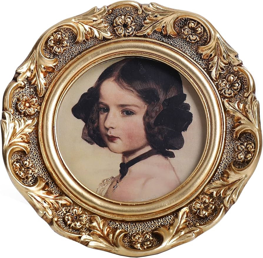 Small Vintage Picture Frames 3x3 Antique Gold Wallet Size Picture Frames Ornate Round Picture Fra... | Amazon (US)