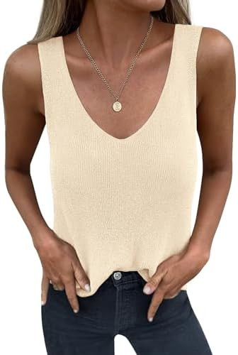 BTFBM Sweater Vest Women 2026 Spring Summer Sleeveless V Neck Ribbed Knit Basic Loose Fit Tank To... | Amazon (US)