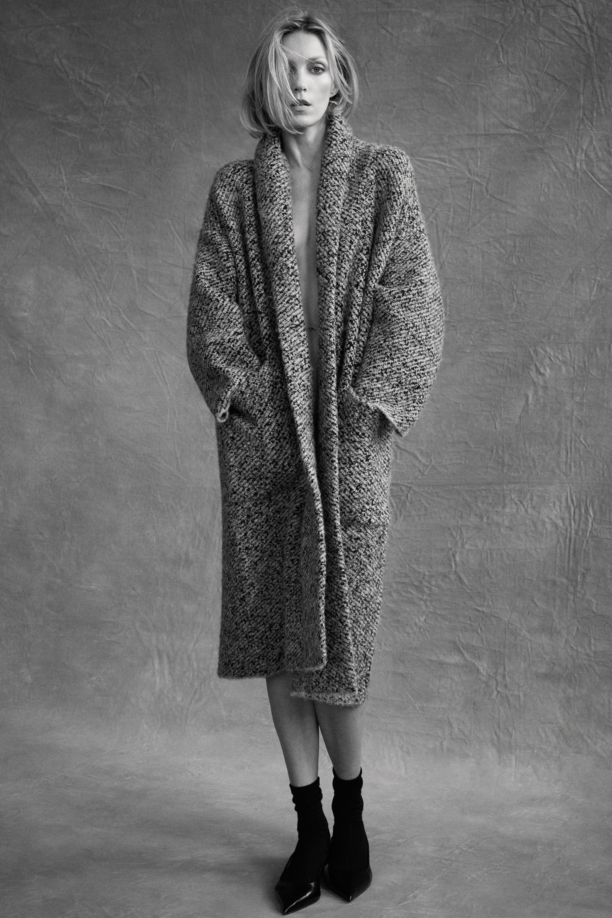 SHAWL COLLAR KNIT COAT | Zara US