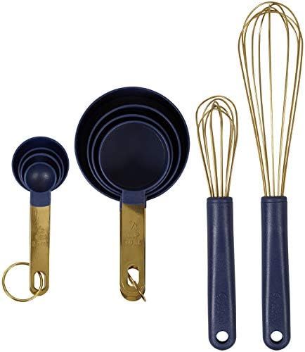 Amazon.com: Wilton Navy Blue and Gold Measuring Cups, Measuring Spoons and Whisks Set, 10-Piece: ... | Amazon (US)