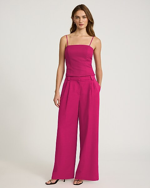 Linen-blend High Waisted Relaxed Trouser | Express