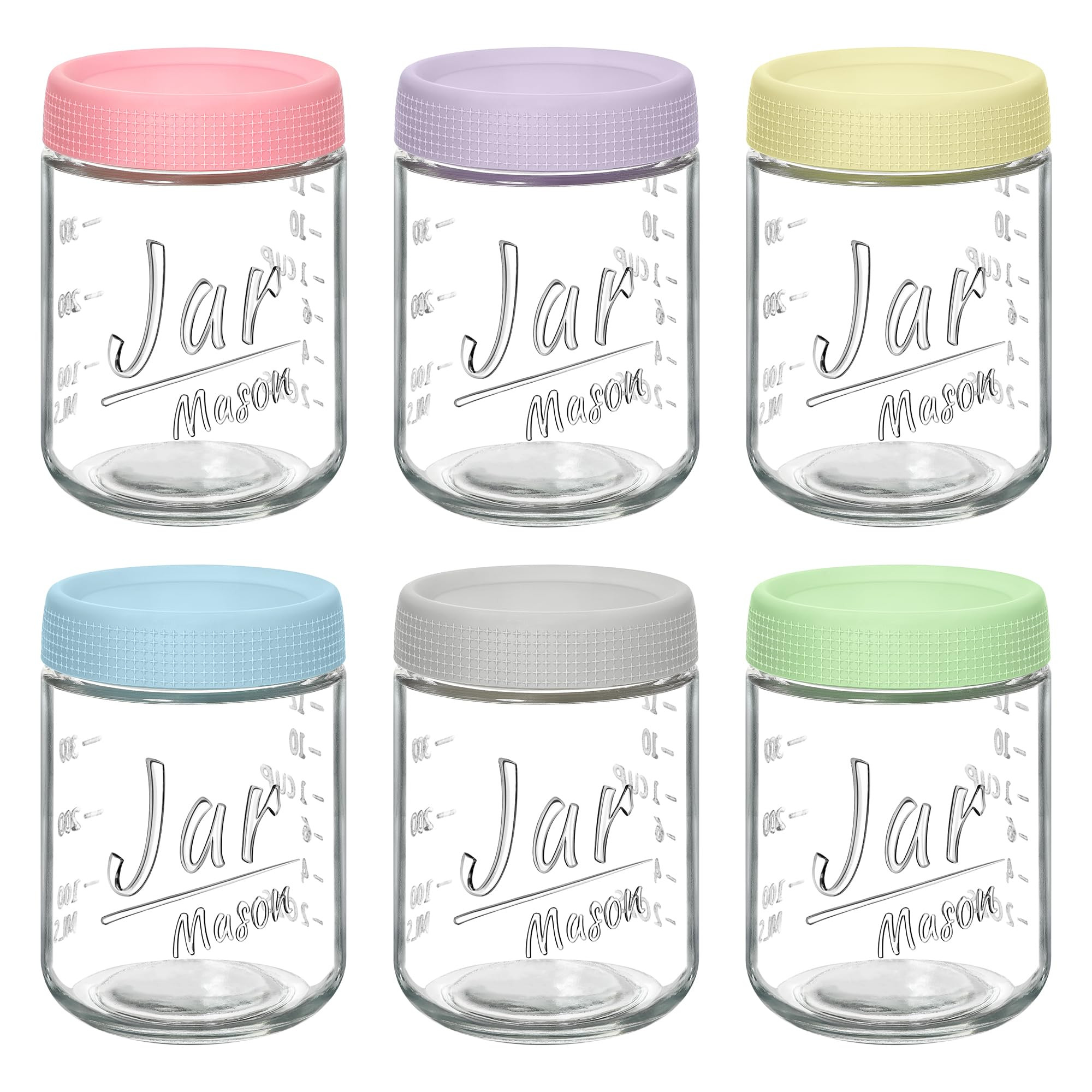 6-Pack 16oz Overnight Oats Containers with Airtight Lids - Glass Mason Jars with Measurement Mark... | Amazon (US)