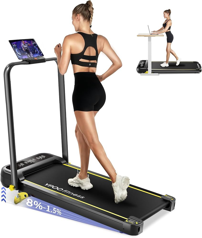 Foldable Treadmill with Incline, Walking Pad with Handle Bar 3 Level Incline, Portable Folding Tr... | Amazon (US)
