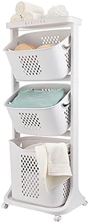 KONKENIE 3 Layers Laundry Hamper Basket Sorter Washing Hamper with 4 Wheels Rolling Clothes Bin T... | Amazon (US)